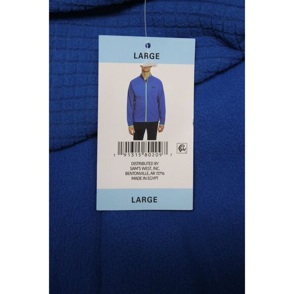 Lands' End men's full zip mock‎ neck textured grid fleece performance jacket L - Picture 7 of 10